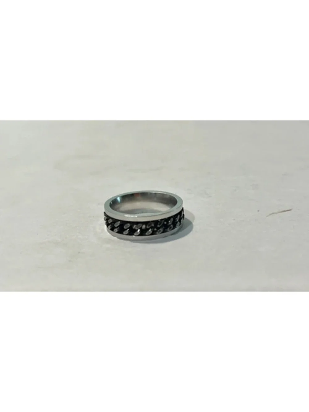 1in spinner Ring Black Chain Stainless Steel Wedding Band